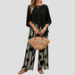 Milavie™ | Conjunto de Mujer con Top Asimétrico y Pantalón Estampado