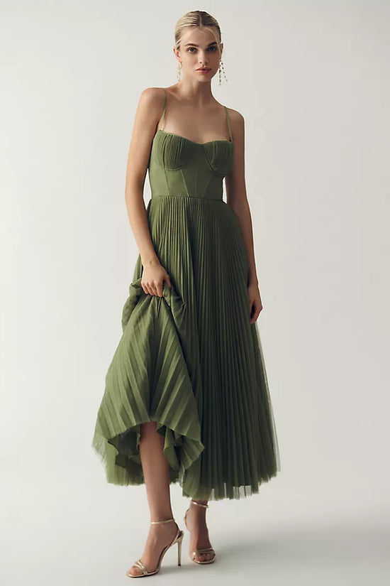 Claire - Vestido de tul plisado con drapeado asimétrico