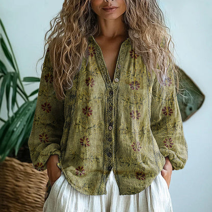 Amparo™ | Blusa con estampado de hojas vintage