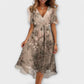 Anegret | Stylish Floral V-Neck Midi Dress - Lisa New York